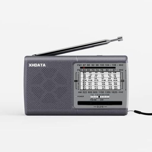 XHDATA D219 ポータブル 短波ラジオ 小型 FM AM SW ワイドFM対応 ステレオ 高感度DSP ポケットラジオ 単三形電池型 防災 操作簡単 横置き型 日本語説明書付き グレー