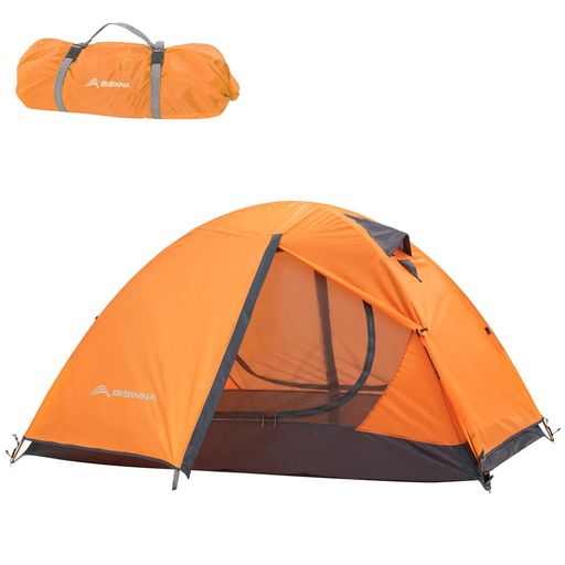 BISINNA テント ツーリングドーム ソロ キャンプ アウトドア 登山 防災用 自転車の積載 二重層 自立式 1~2人用 耐水圧2000MM 軽量 コンパクト 防風 通気 設営簡単 収納袋+説明書付き 初心者 (オ…