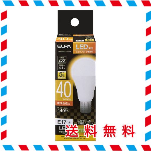 エルパ(ELPA) LED電球ミニクリプトン形 E17 電球色相当 屋内用 LDA4L-G-E17-G4104 LED電球