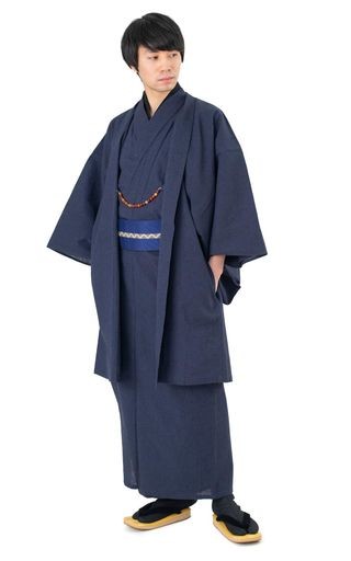 [あい藍] 着物 メンズ 和服 3点 セット アンサンブル 綿紬 メンズ着物 男性着物 XL ネイビーの通販は