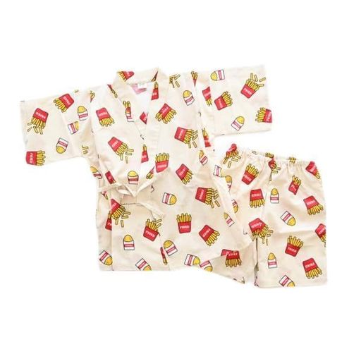 [ニコフラート] モダン 甚兵衛 キッズ アイボリー 90