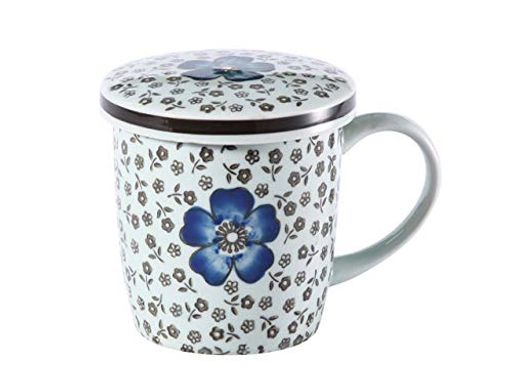 西田(NISHIDA) 蓋付マグカップ(青い椿)400ML/コップ/カップ/和食器 120022