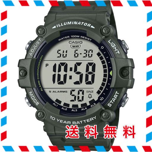 [カシオ] CASIO スタンダード デジタル 腕時計 AE-1500WHX-3AV ロングストラップ メンズ チープカシオ チプカシ ミリタリーグリーン 海外モデル [並行輸入品]