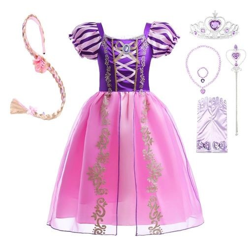 [DRESSY DAISY] キッズ 女の子 プリンセスドレス ラプンツェル風 コスチューム ハロウィンク リスマス パーティー 6歳 ラプンツェルA (ドレス + アクセサリー)