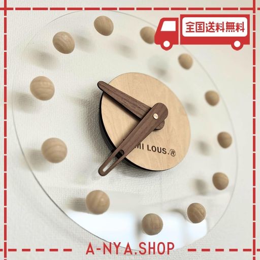 掛け時計 おしゃれ かわいい クリア 木製 ナチュラル ドット スタイリッシュ ナチュラル 透明感 シンプル 静音 丸い (丸玉)の通販は掛け時計