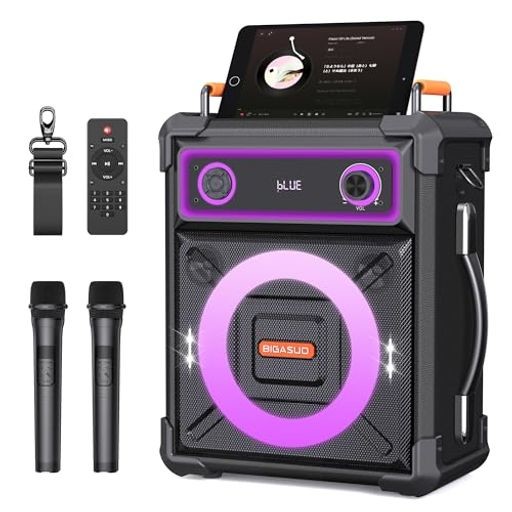 カラオケセット家庭用 BIGASUO ワイヤレスマイク スピーカー