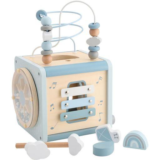 LABELLABEL (レーベルレーベル) アクティビティキューブ 木製 おもちゃ ルーピング 型はめ 赤ちゃん 1歳 2歳 誕生日プレゼント 男の子 女の子 木のおもちゃ 知育玩具 (ブルー)