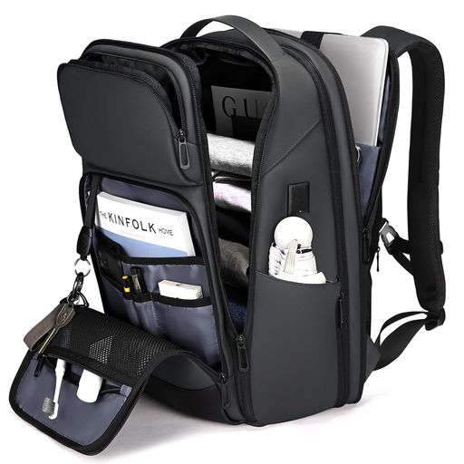 [FENRUIEN] リュック メンズ ビジネスリュック リュックサック 大容量 PCラップトップバック 防水 17インチ ビジネスバッグ マチ拡張 USB充電ポート 黒 型崩れ防止 通学 通勤 出張