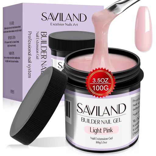 SAVILAND 100G ライトピンク ビルダーネイルジェル ハードジェル ネイル用 大容量 ネイル強化ジェル ネイルエクステンション用 ネイルアート マニキュアスターター UVネイルジェル プロフェ…