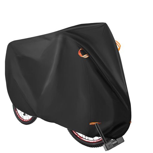 TWOPONE 自転車カバー 420D 防水 超厚手 破れにくい しっかり 防水テープ 二重縫製 紫外線カット 盗難防止 風飛び防止 反射テープ 29インチまで対応 収納バック付 (黒, M:180×60×90CM)