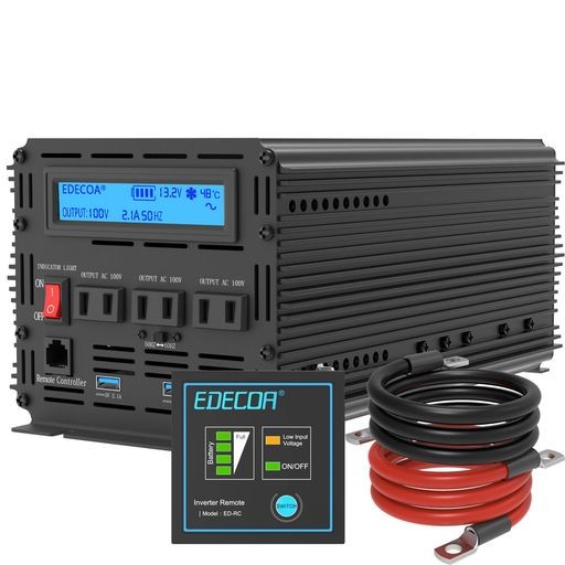 EDECOA インバーター 正弦波 2000W インバーター 12V 純正弦波インバーター DC 12Vを100V 110V ACへ変換 50HZ/60HZ LCDディスプレイ及び