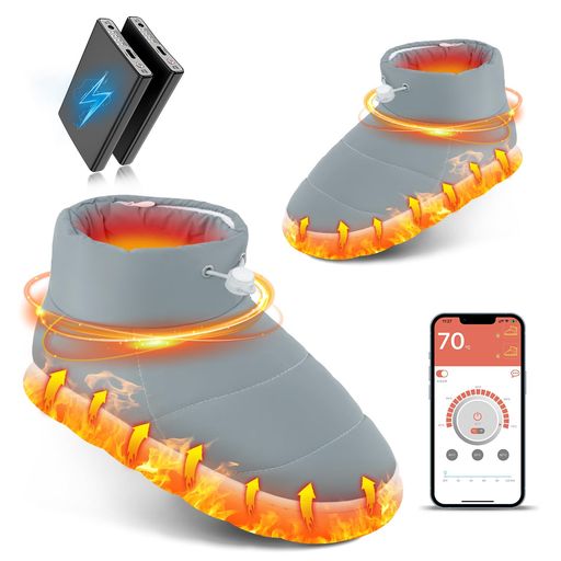 電気スリッパ 足温器【6000MAHバッテリー付&10秒で温度感知&アプリで温度制御】35~70°C無段階温度調節 日本製ヒーター内蔵 あったか足温器 左右分離式 歩き回れる 電気フットウォーマー 柔…