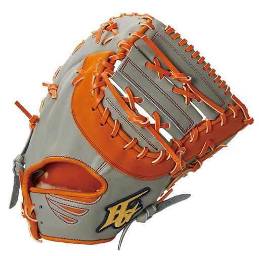 HI-GOLD ハイゴールド 硬式・軟式兼用オールラウンド用ミット 真極 MKG-302F グレー×オレンジ LH 右投げ 一塁手用 ファーストミット