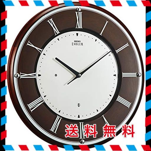 セイコークロック 掛時計 茶木地 直径340X34MM 電波 アナログ SEIKO EMBLEM HS540B 時計