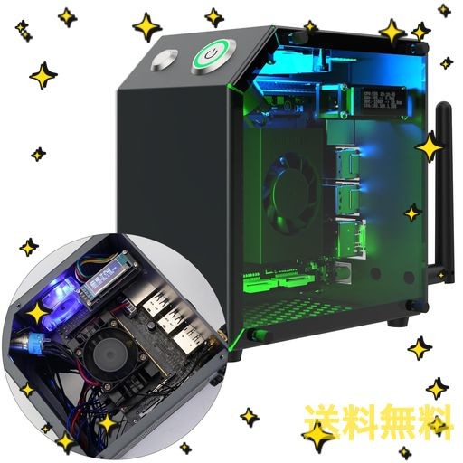 YAHBOOM ケース JETSON NANO ORIN NX XAVIER NX TX2-NX 放熱金属ミニ PC ケース 冷却ファンアンテナ付 RGB ライト OLED スクリーン OLED