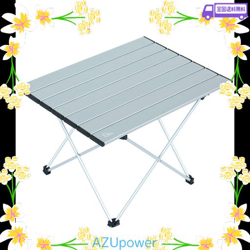 【ICLIMB(アィクライム)】キャンプロールテーブル アルミ中型(展開:56X40.5X38CM)ロールテーブル 1KG超軽量 折畳み コンパクト 収納袋付き 耐荷重30KG ソロキャンプ(Lサイズ‐SILVER)