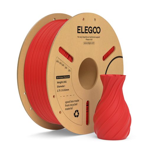 ELEGOO PLA PLUS フィラメント 1.75MM PLAプラス 3Dプリンター用フィラメント 寸法精度 +/- 0.02 MM 強靭で高強度 ほとんどの3Dプリンターと互換性がある (1KG/SPOOL, 2.2 LBS) 赤色
