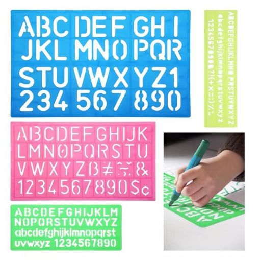 YFFSFDC テンプレート 英数字レター 4枚セットDIY絵画塗装道具 大文字 アルファベット 数字 描画 テンプレート 製図用 定規ステンシルシート繰り返し利用