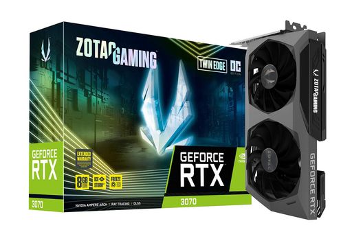 ZOTAC GAMING GEFORCE RTX 3070 TWIN EDGE OC 8GB GDDR6 256ビット 14GBPS PCIE 4.0 ゲーミンググラフィックスカード ICESTORM 2.0 アドバンスクーリング ホワイトLEDロゴ照明 グラフィックボード・ビデオカード