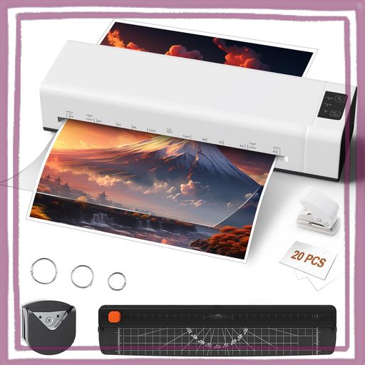 ラミネーター A3 ラミネーター本体 ラミネート 60秒ウォームアップ A3/A4/A5/A6/カード/名刺対応 55-150ΜM対応 冷熱両用 フイルム20枚付き詰まり防止レバー搭載 裁断機 角取り 穴リング 6IN1収納…