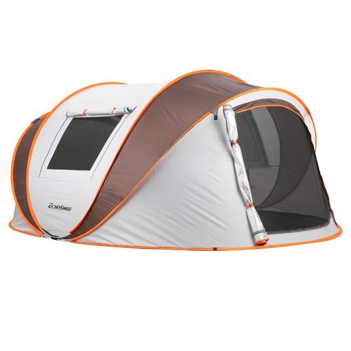 ECHOSMILE ポップアップテント 6人用 1秒簡単組立 ワンタッチ 防水耐水圧3000MM 防UV+防蚊ネット付き キャンプ用 家族用テント 軽量設計 (2/4/6/8人用選択可)