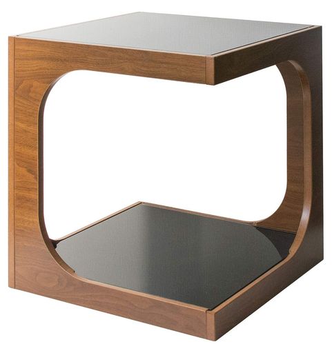 宮武製作所 サイドテーブル ARCA 幅40×奥行き40×高さ45CM ブラウン 2段ガラス天板 ST-402 BR