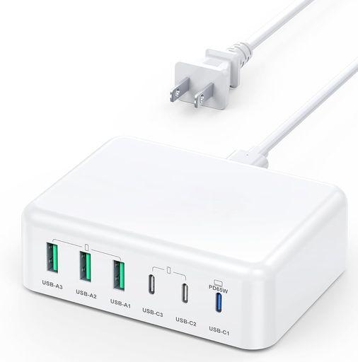 USB C 急速充電器 合計150W 6 ポート PD GAN 急速充電器 シングルポート最大出力65W ノートパソコン 携帯充電器USB コンセント ACアダプター MACBOOK PRO/AIR IPAD PRO IPHONE 16 15 14 13 