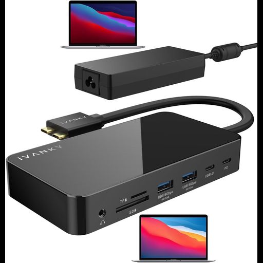 IVANKY FUSIONDOCK 1 MACBOOK PRO ドッキングステーションは、150Wパワーアダプター、12-IN-2デュアル4K@60HZモニタードックで、MACBOOK M1/M2/M3/M4 PRO/MAX 用ディスプレイドック 