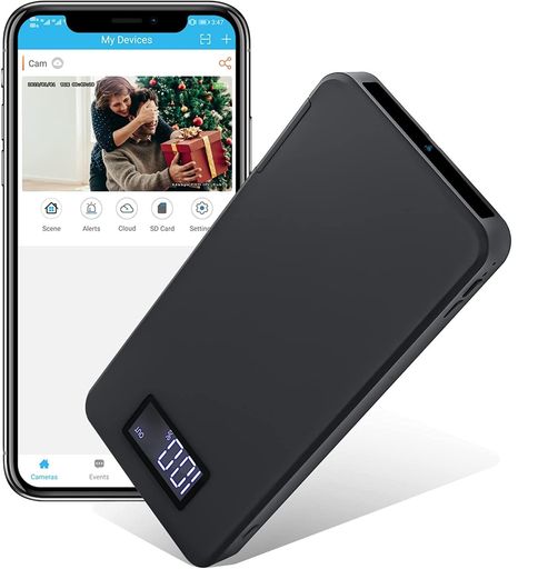 WIFI超小型隠しカメラ スパイカメラ 1080P監視防犯カメラ 暗視 動体検知 上書き録画 10000MAH 25時間使用 薄型 持ち運び便利 日本語取扱付き (SDカードなし) (MEDIUM)