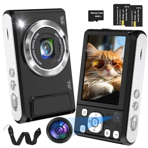 BOFYPOO 4K デジタルカメラ デジカメ デュアルカメラ 32GBMICRO SDカード付属 長いストラップ付き 4800万画素 UHD4K録画 16倍デジタルズーム 2.8インチスクリーン ビデオ録画 ウェブカメラ 多機能カメラ リアカメラ の通販は