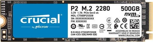 CRUCIAL 3D NAND NVME PCIE M.2 SSD UP TO 2400MB/S - CT500P2SSD8