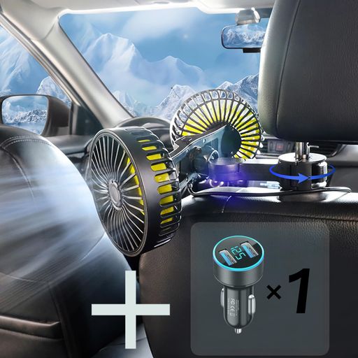 LWUCKBARRT 車載扇風機【新登場強化版】車 扇風機 後部座席 ツーファンタイプ 車用サーキュレーター 双頭車載ファン 配線延長バージョン 扇風機 USB 夏 車 電動ファン低騒音12V 24V兼用 前後と…