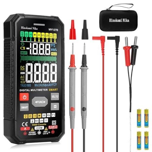 HINOKAMI NIKA 2024新型MY127B スマートデジタルテスター 6000カウント、収納ケース付きマルチメーター 手動&オートレンジ、サーキットテスター 暗電流、電流計 電圧計 車、小型TRMSテスタ の通販は