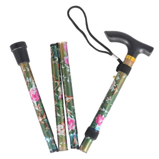MAGHUNT ステッキ 杖 つえ 折りたたみ杖 ゴム足 伸縮可能 杖長85-95CM 5段階調節 歩行 補助 女性 男性高齢者 母の日 父の日 敬老の日 プレゼント (花柄B)