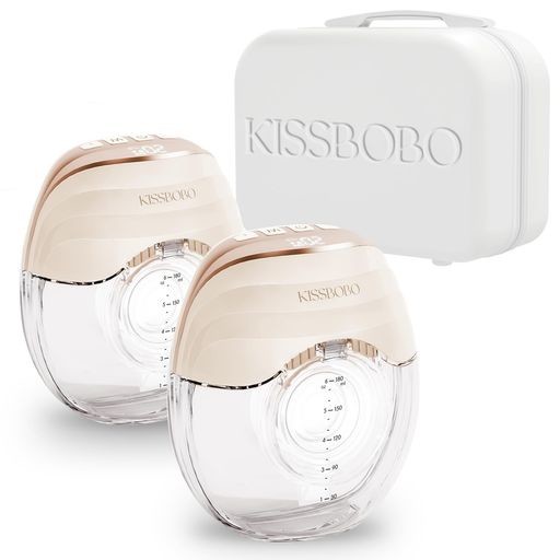 KISSBOBO 搾乳機 電動 軽量で薄型、 手なしの電気胸ポンプ、きれいになること容易快適および便利お母さんに最適(オレンジ/2個)