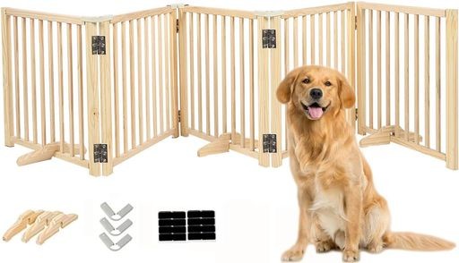 木製 ペットゲート パーテーション 置くだけ ペットフェンス 犬 柵 安全柵 小型犬 中型犬 脱走防止 ガード 飛び出し防止 多頭飼い ペットガード (幅304CM X高さ60CMX奥行き60.5CM (5枚))の通販は