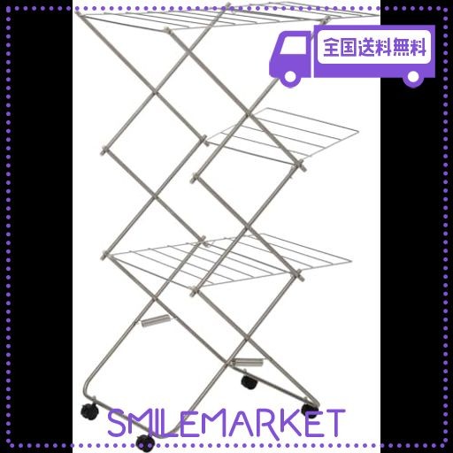 大木製作所 洗濯物干し 室内用 折りたたみ式 3段 57×75×高さ122 車輪付き コンパクト収納 タワー型 洗濯ハンガー 小 00375-3