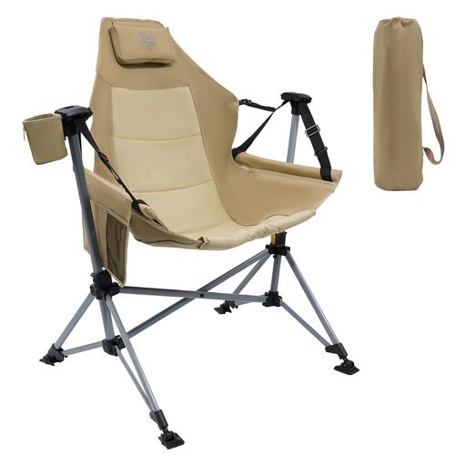 TIMBER RIDGE ハンモックチェア アウトドア チェア リクライニング 耐荷重180KG オートロック機能 ゆらゆら 自立式 折りたたみ ロッキングチェア キャンプ 屋外 室内 バーベキュー