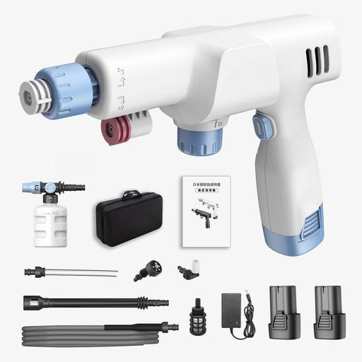 LUCKTECH 高圧洗浄機 充電式 コードレス 二つバッテリ付き ポータブル 3.5MPA ペットボトル/フォームノズル対応 自吸式6IN1多機能ノズル 小型 軽量 0.9KG 持ち運びらくらく バッテリー式 収納ボ…