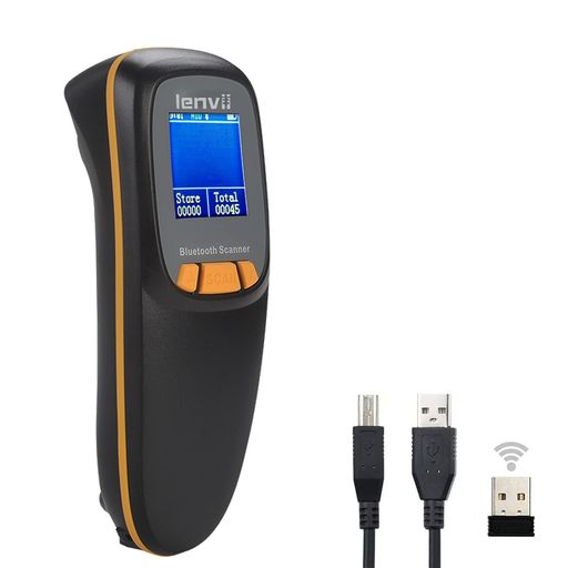 LENVII R777 バーコードスキャナー 1次元 2次元 バーコードリーダー USB有線/無線 2.4G BLUETOOTH ワイヤレス QRコードリーダー 図書館 店舗 物流 倉庫などに適用(ブラック)