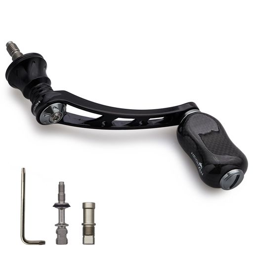 HEIGHTEN 56MM リール ハンドル 21MM カーボン ノブ 搭載 シマノ ダイワ 通用 スピニングリール用 GOURD SERIES (ブラック&ガンメタル) (831)の通販は 6,829円