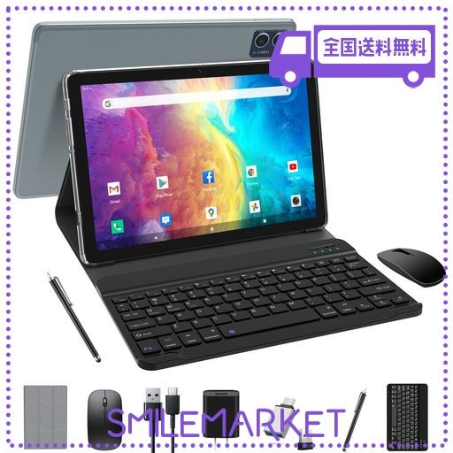 【QUKENK NEW 2IN1ANDROID WIFIタブレット】8コアCPU、10インチタブレット、ROM128GB+1TB拡張可能タブレット、5G/2.4GHZ ANDROID