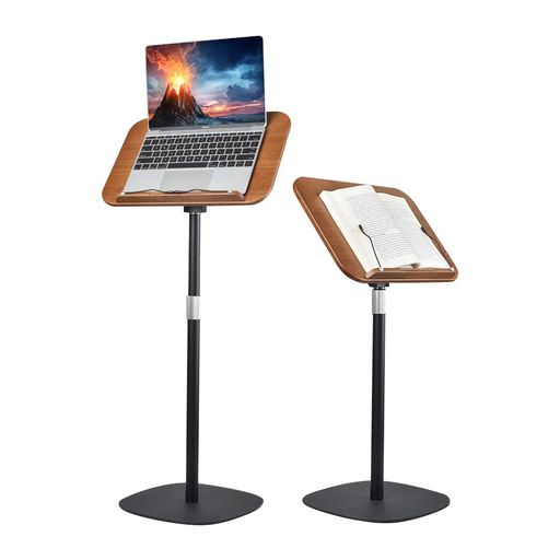 YCHUTUTU読書用ブックスタンド 木製 昇降式 サイドテーブル 54CM-130CM 角度調整 金属構造 台座 書見台 床置き 読書台 木製 ノートパソコン、料理本、製図板、譜面台、傾斜台 タブレット用