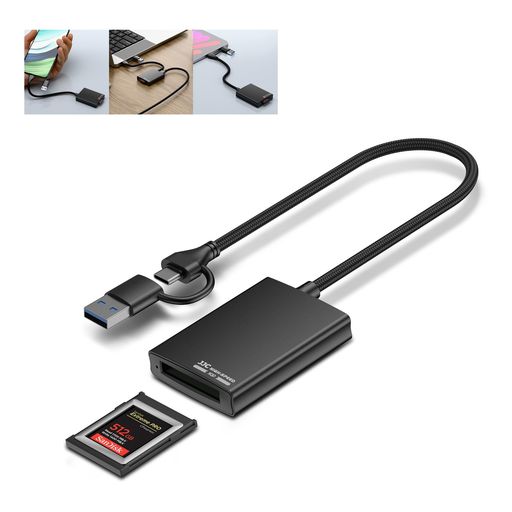 JJC XQD 専用カードリーダー USB 3.1 GEN1 高速 5GBPS USB-C/USB-A 2-IN-1 設計 ANDROID/WINDOWS XP/VISTA/7/8/8.1/10/11/MAC OS(M1&M2