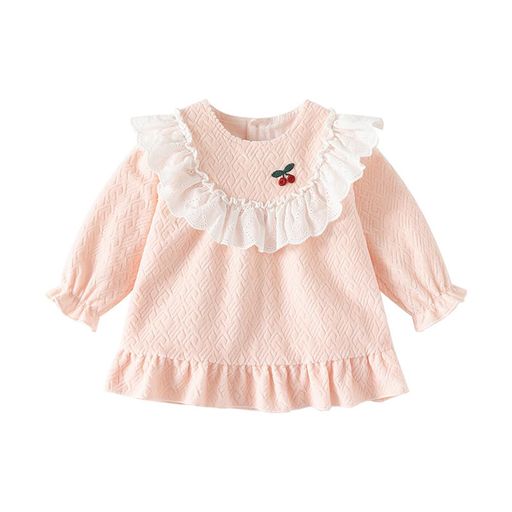 [BABY KOI] ベビー服子供服女の子洋服春秋長袖ワンピーススカーガールズカジュアル普段着新生児ドレス結婚式お宮参り七五三バースデー贈り物ギフトピンク9M