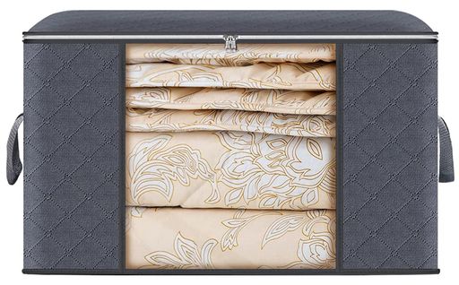 衣類収納ケース 大容量 35L 収納ボックス 收？箱 不織布 通気性の良い 透明窓付き 布団収納袋 除湿・防塵 厚手でしっかりとした生地 (1個)