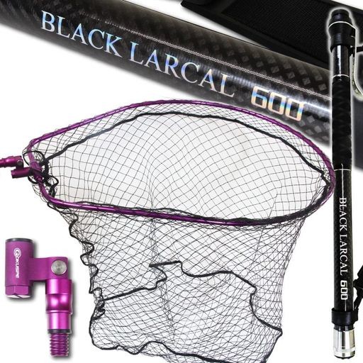 おり釣具 ショアソルト専用 ステー付き カーボンランディングセット BLACK LARCAL600 + ランディングネット Lサイズ+ジョイント 3点セッ