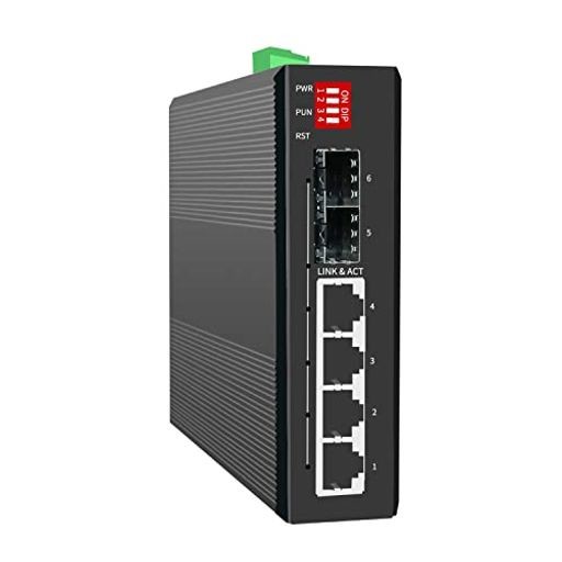 4X10/100/1000BASE-TX 4ポートマネージドDINレールスイッチ、4X10 / 100/1000 BASE-TX + 2X1000BASE-FX SFP 6X、POE +スイッチではないネットワークイーサネットギガビットの通販は