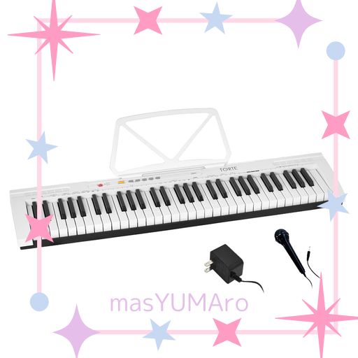 新品】電子キーボード 61鍵盤 割引 日本語表記 300ボイス 軽量スリム