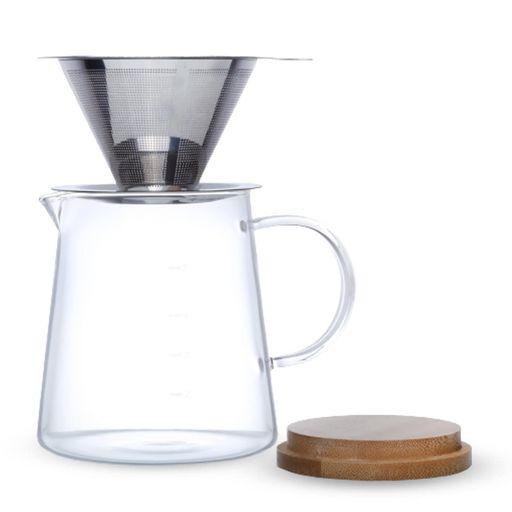J-KITCHENS レトロ コーヒー サーバー セット (ステンレス製コーヒードリッパー & ドリップポット) Φ80XH112MM 580CC CURRENT MODEL